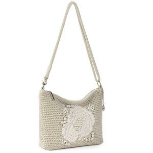The SAK Lumi Convertible Crossbody Shoulder Bag Hand-Crochet Flower Bead Natural
